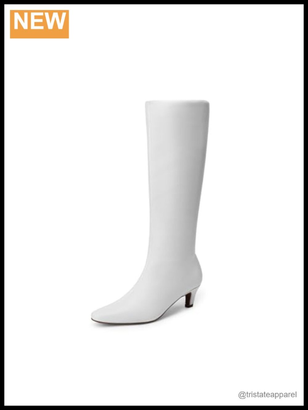Women's Knee High Kitten Heel Boots Square Toe Faux Leather Pull On